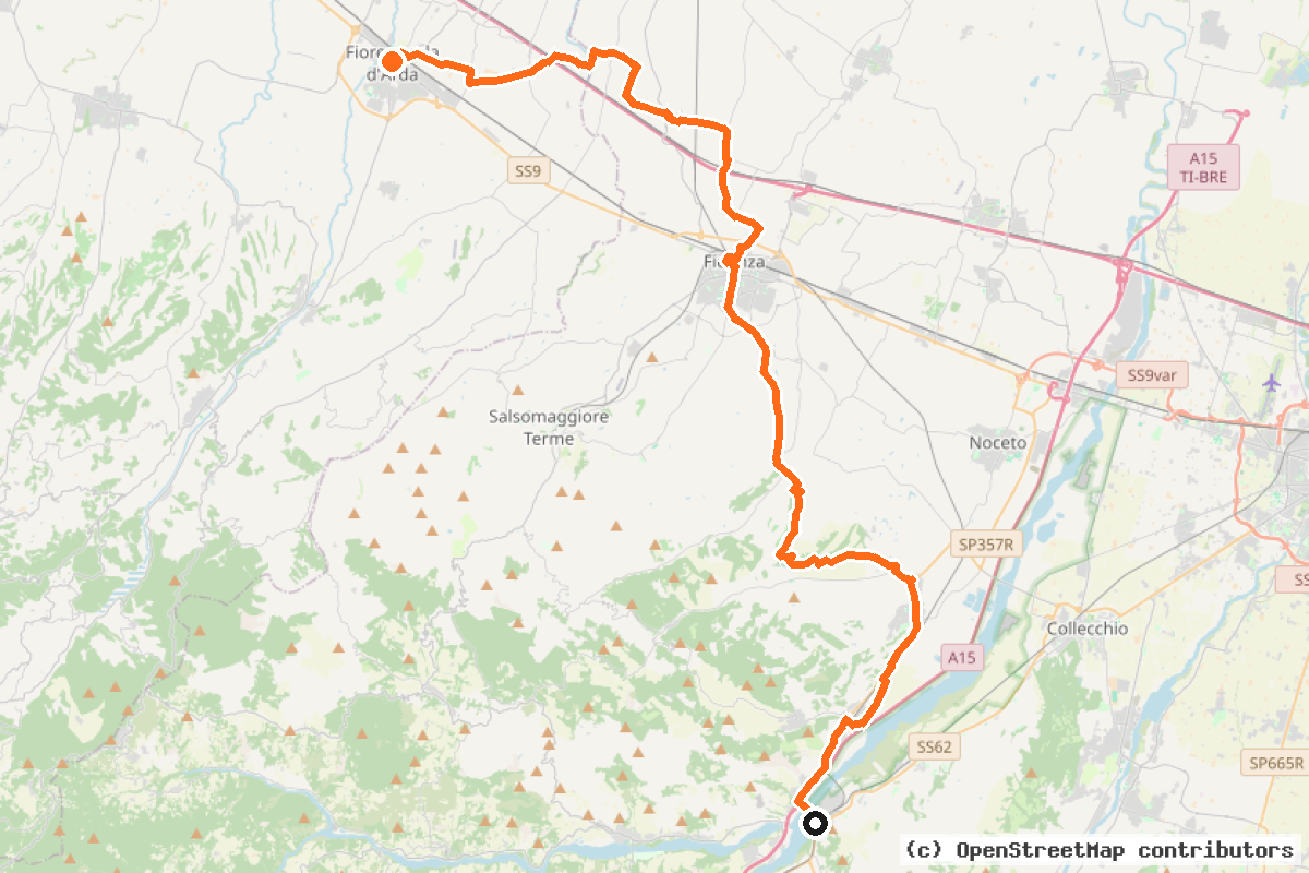 Il tracciato del percorso Ciclovia Francigena – VFB09