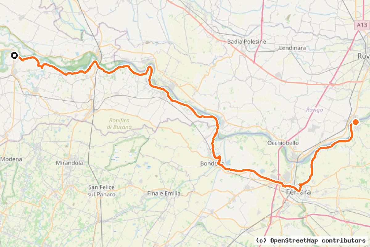 Il tracciato del percorso EuroVelo 8 – Ciclovia del Mediterraneo – parte Italia 5 (EV8)