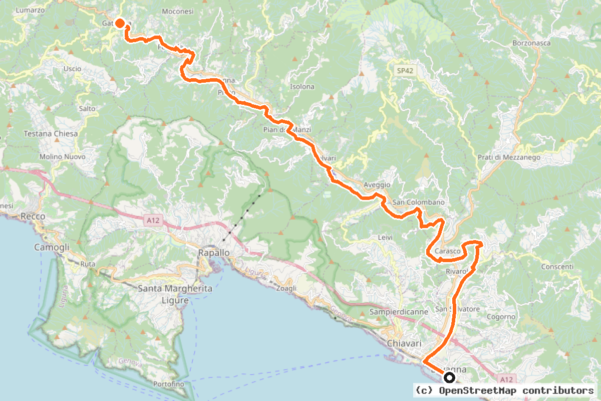 Il tracciato del percorso Ciclovia dell’Ardesia