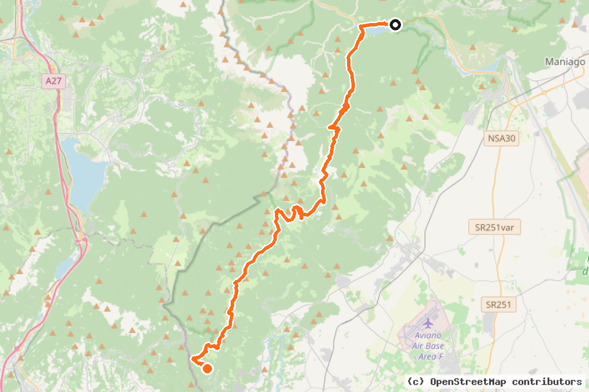Il tracciato del percorso Montanevie – Itinerario turistico nel Friuli occidentale