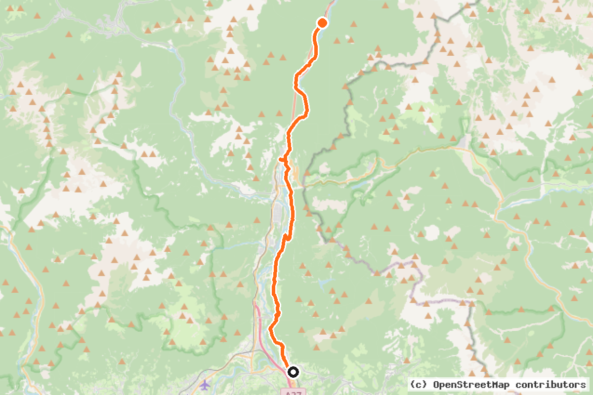 Il tracciato del percorso Pista Ciclabile Via Regia