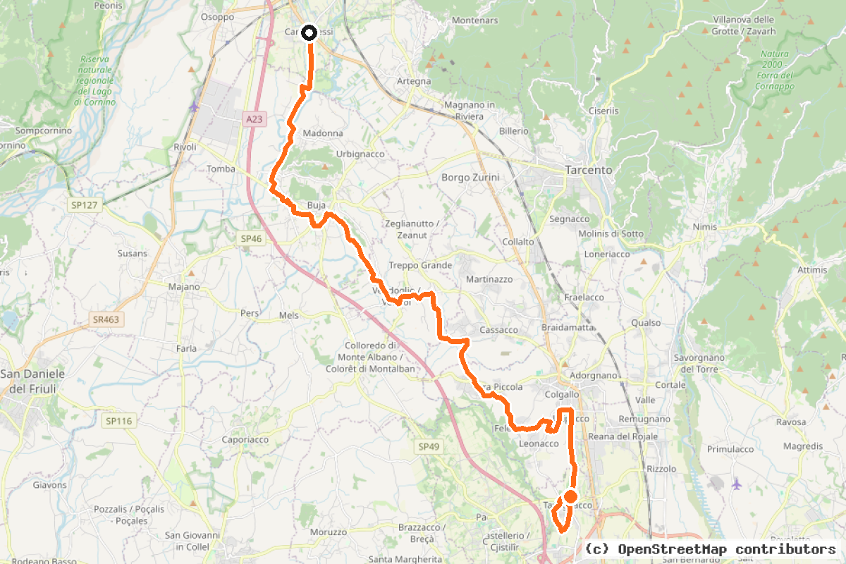 Il tracciato del percorso Alpe Adria Radweg Etappe 7 (CAAR7)
