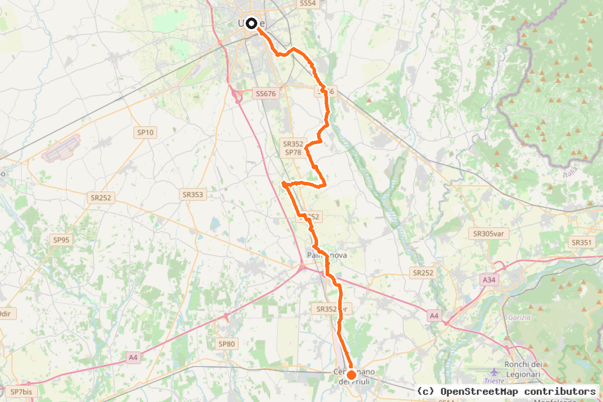 Il tracciato del percorso Alpe Adria Radweg Etappe 8 (CAAR8)