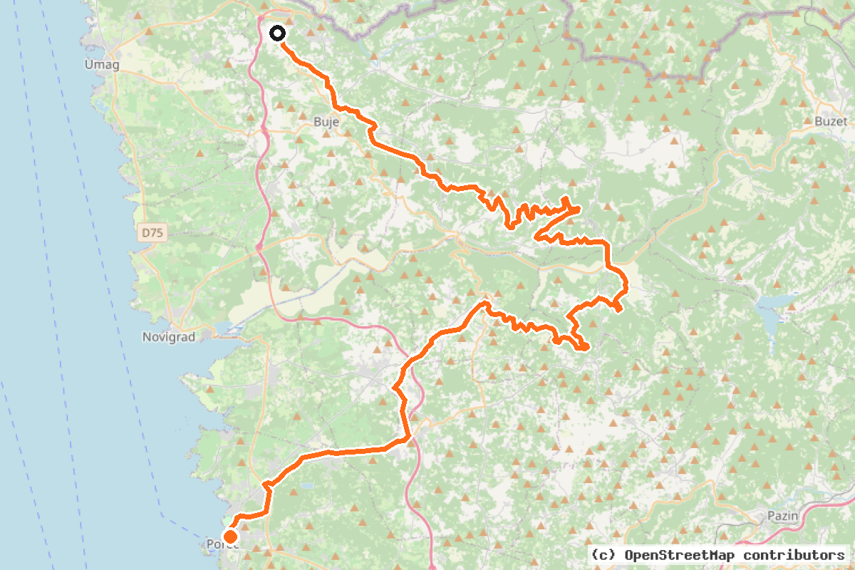 Il tracciato del percorso Parenzana (PRZ)