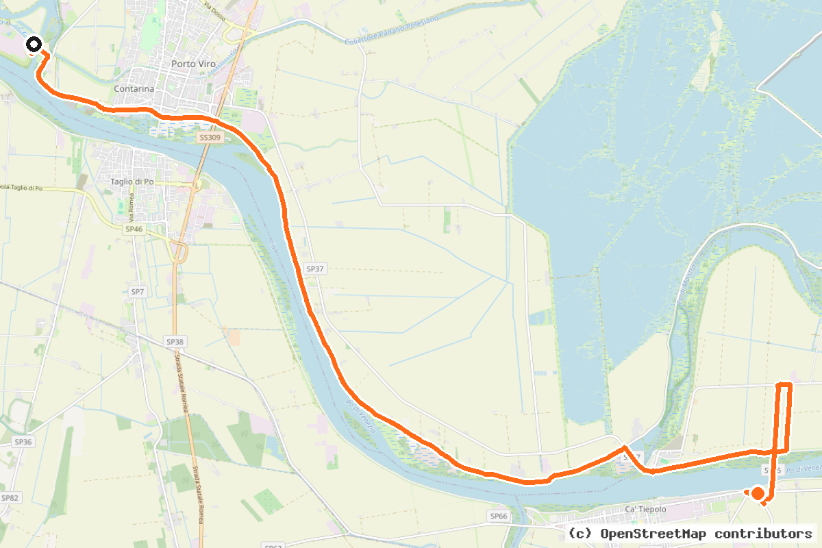 Il tracciato del percorso EuroVelo 8 – Ciclovia del Mediterraneo – parte Italia 6c (EV8)