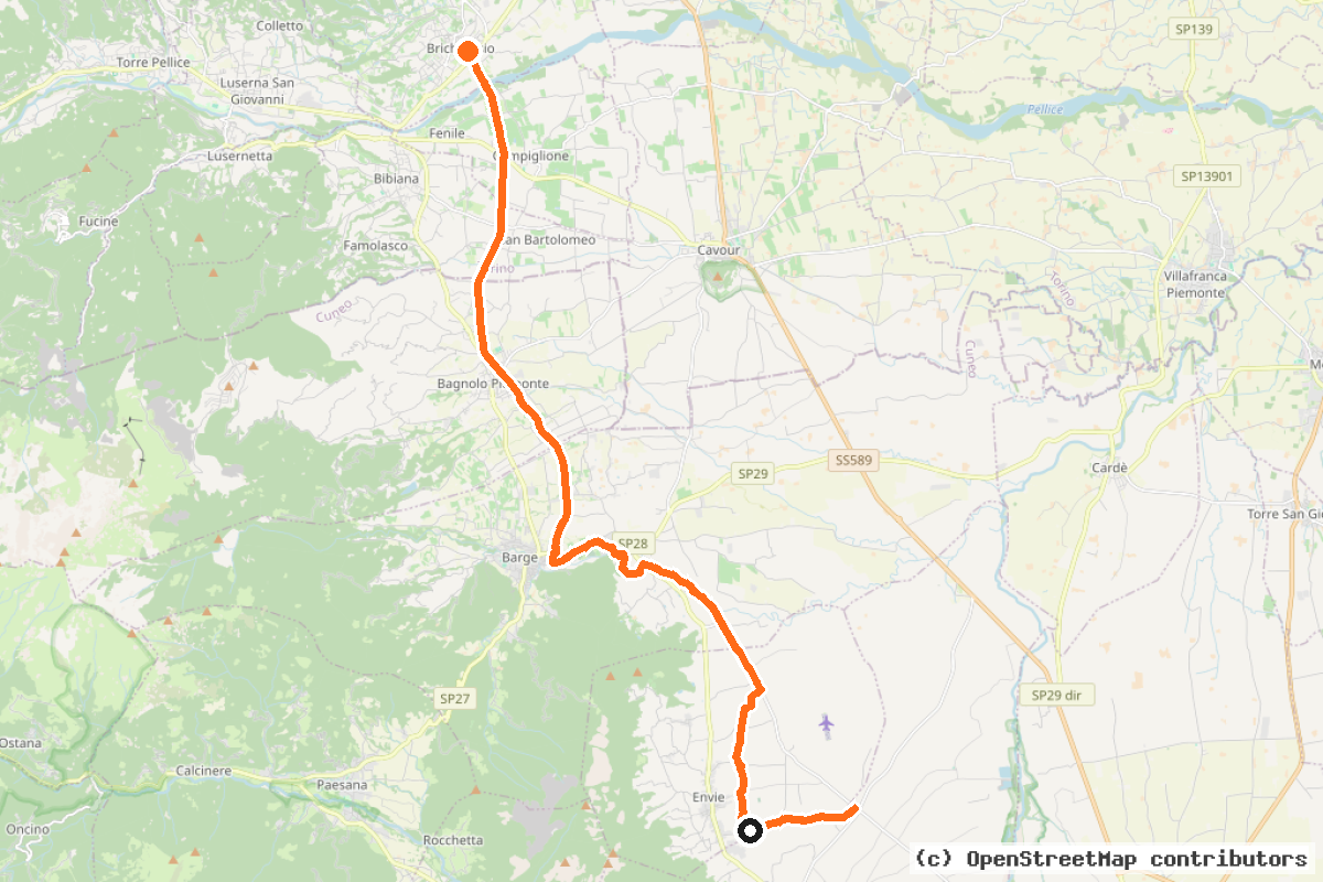 Il tracciato del percorso Via della Pietra