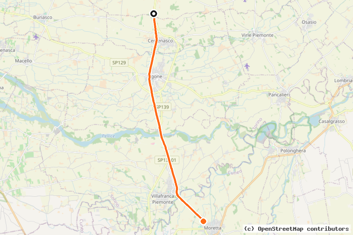 Il tracciato del percorso Via delle Risorgive