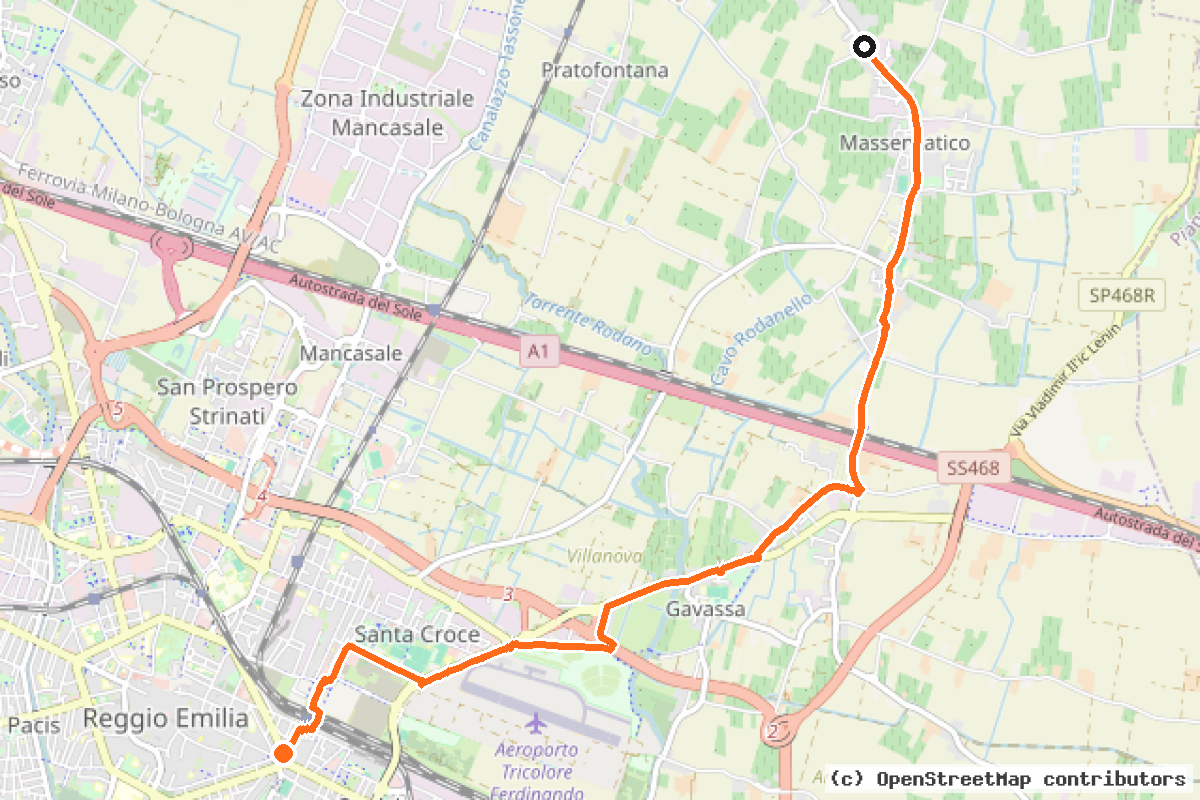 Il tracciato del percorso Ciclovia 12