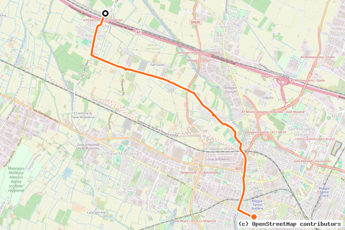 Il tracciato del percorso Ciclovia 8