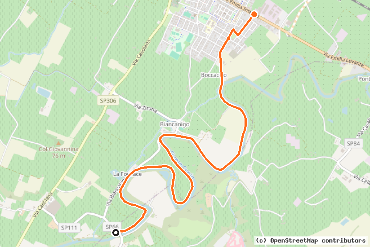 Il tracciato del percorso Ciclovia del Senio