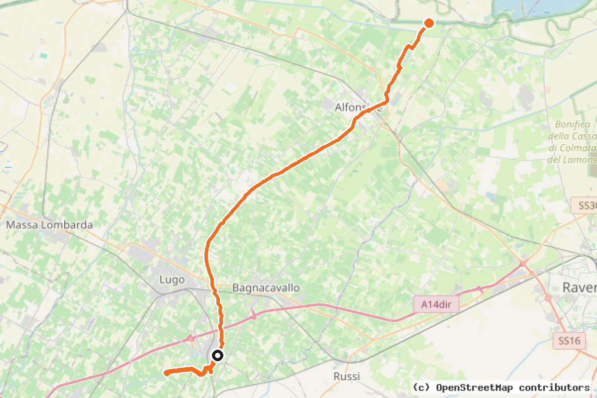 Il tracciato del percorso Fiume Senio