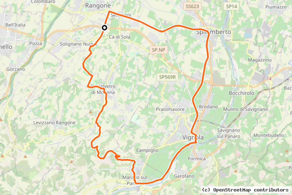 Il tracciato del percorso Itinerario 15 (MO15)