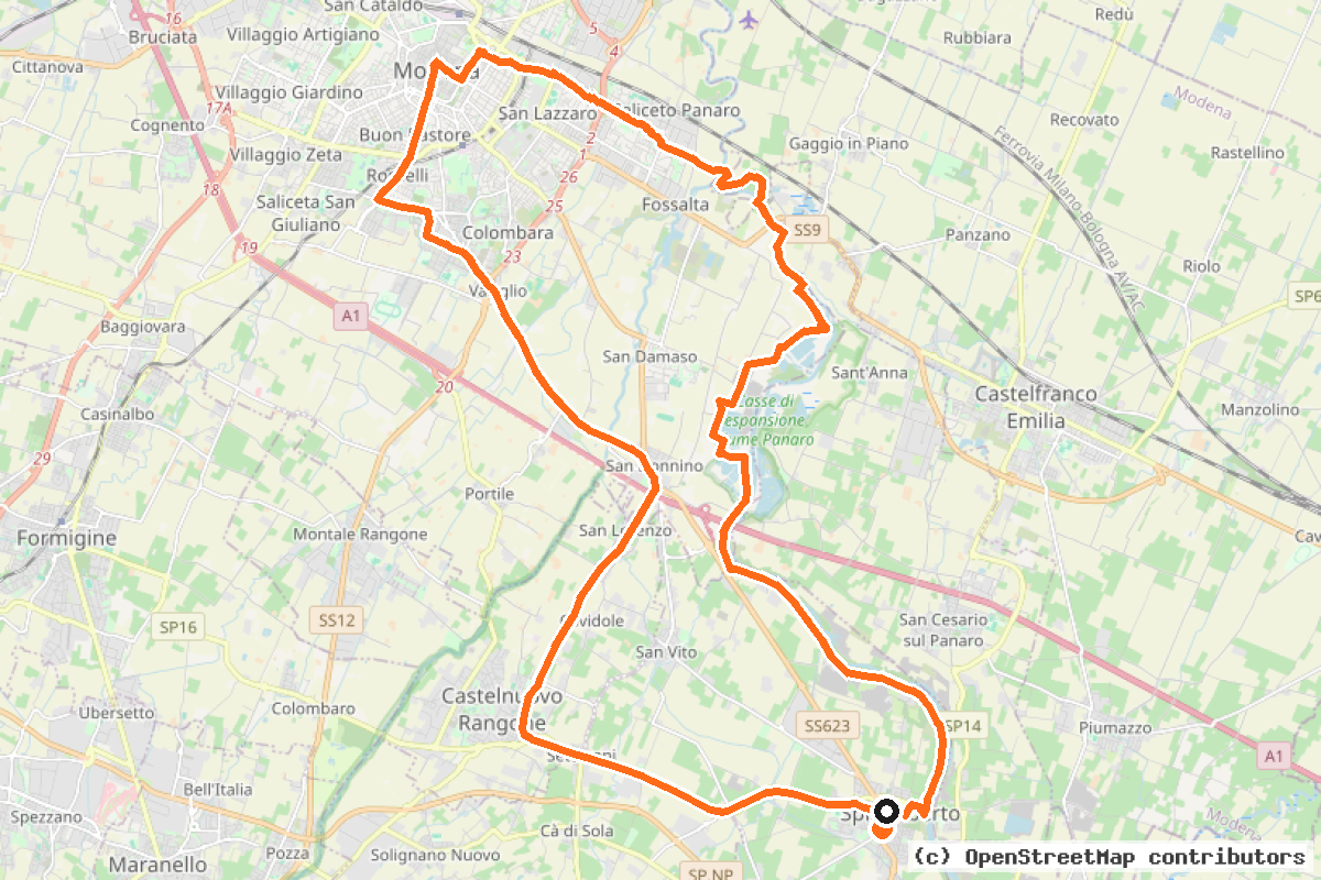 Il tracciato del percorso Itinerario 2b (MO2b)