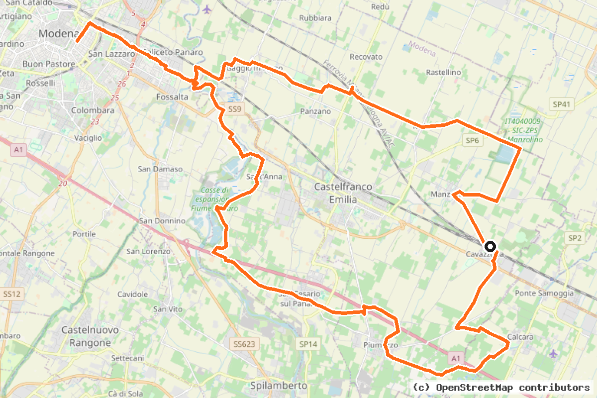 Il tracciato del percorso Itinerario 3 (MO3)