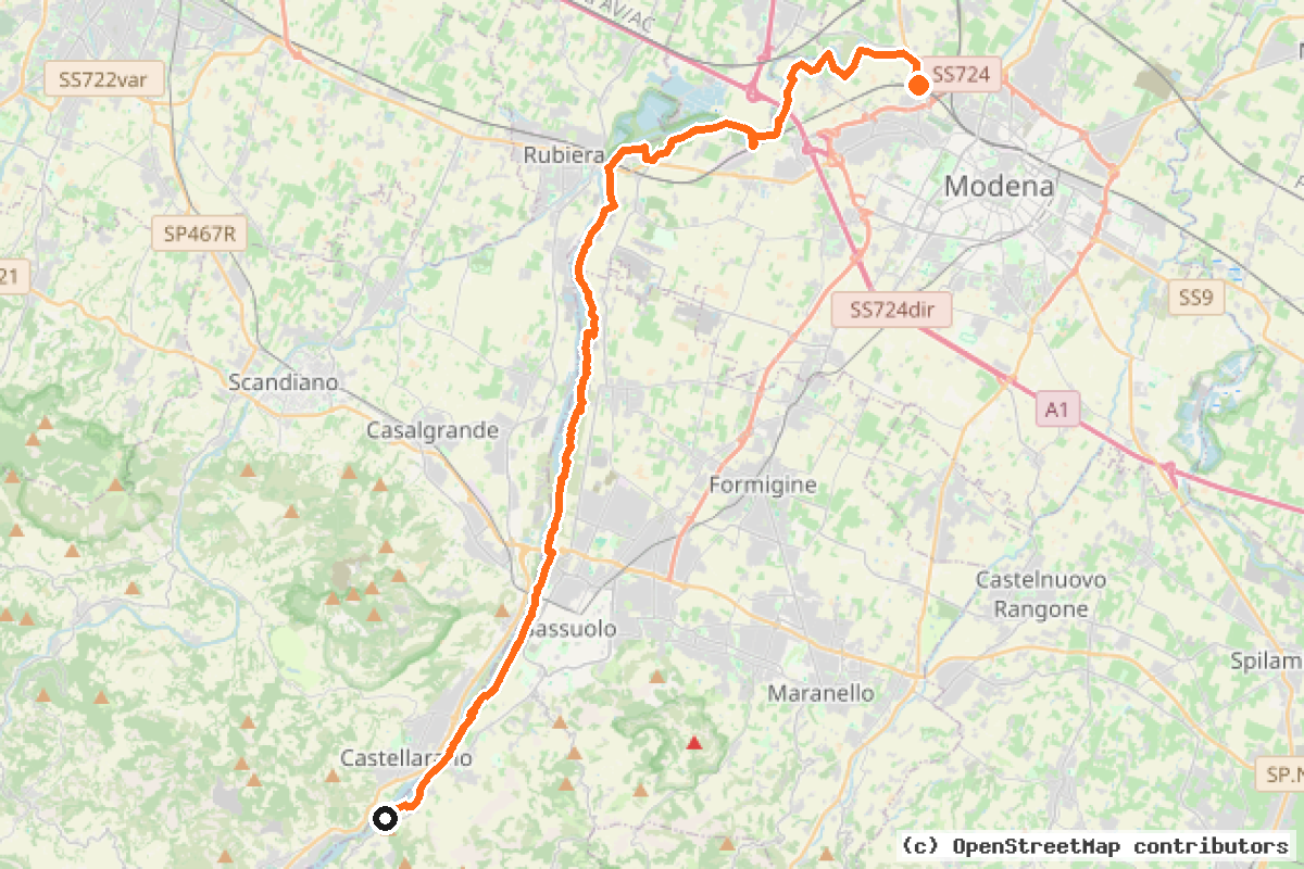 Il tracciato del percorso Itinerario 6 (MO6)