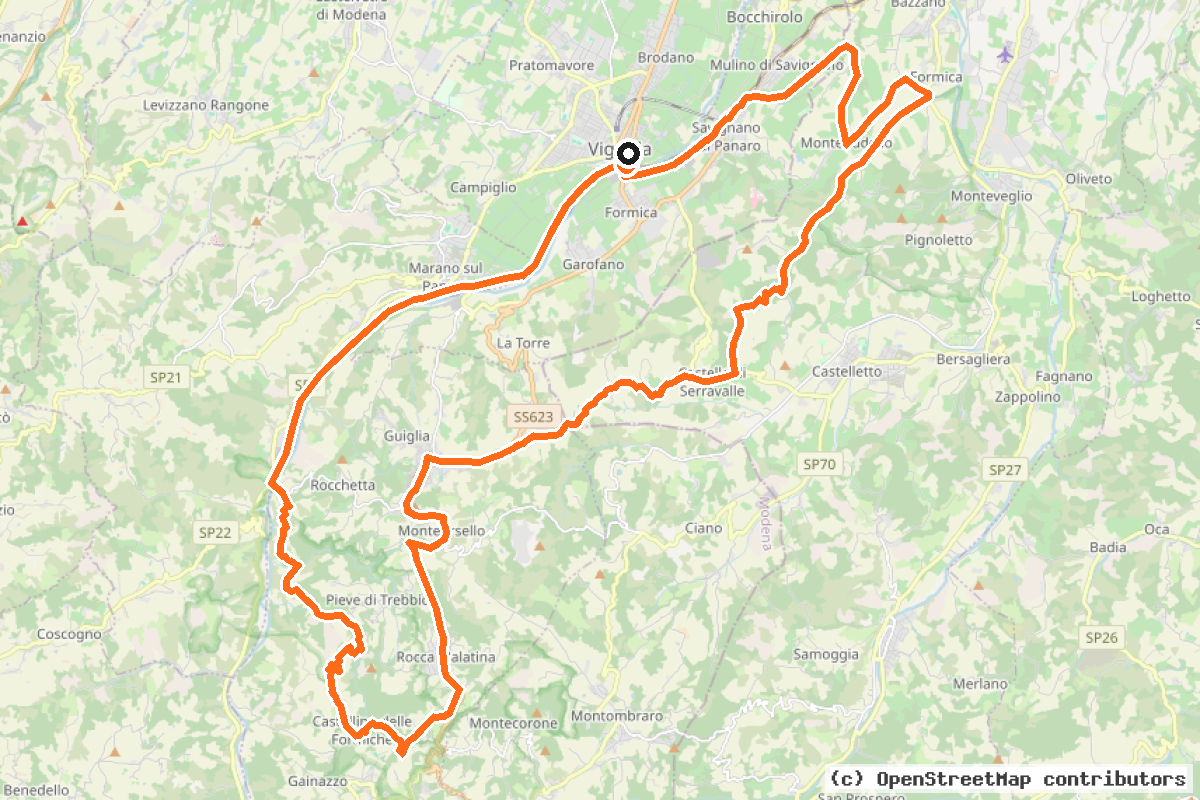 Il tracciato del percorso Itinerario 8 (MO8)