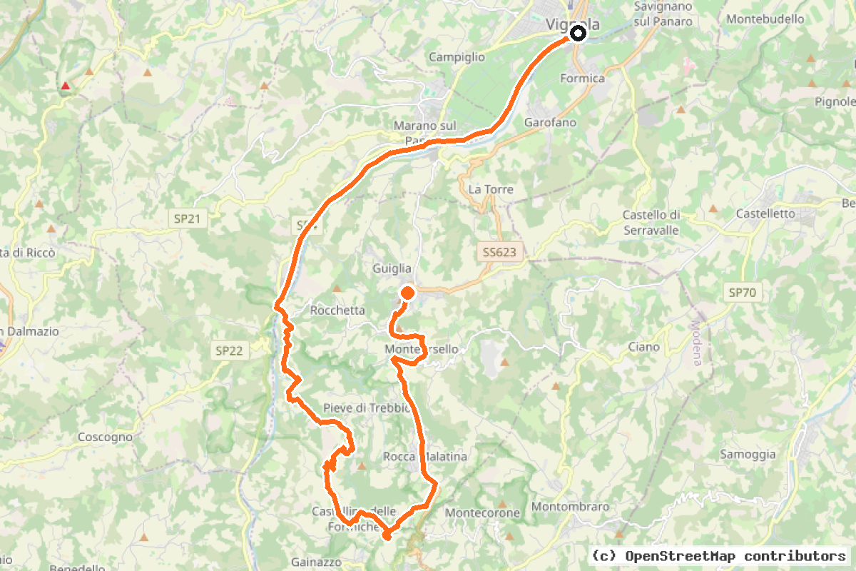 Il tracciato del percorso Itinerario 9 (MO9)