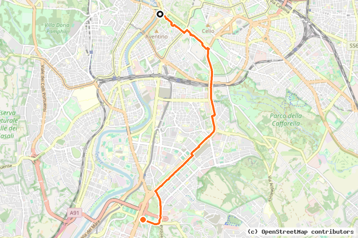 Il tracciato del percorso Ciclabile Dorsale Colombo (Ponte Sublicio-Via delle Tre Fontane) (17)