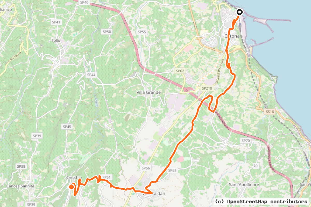 Il tracciato del percorso Rete Ciclabile dei Trabocchi – 4