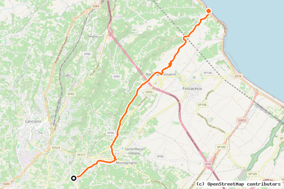 Il tracciato del percorso Rete Ciclabile dei Trabocchi – 6
