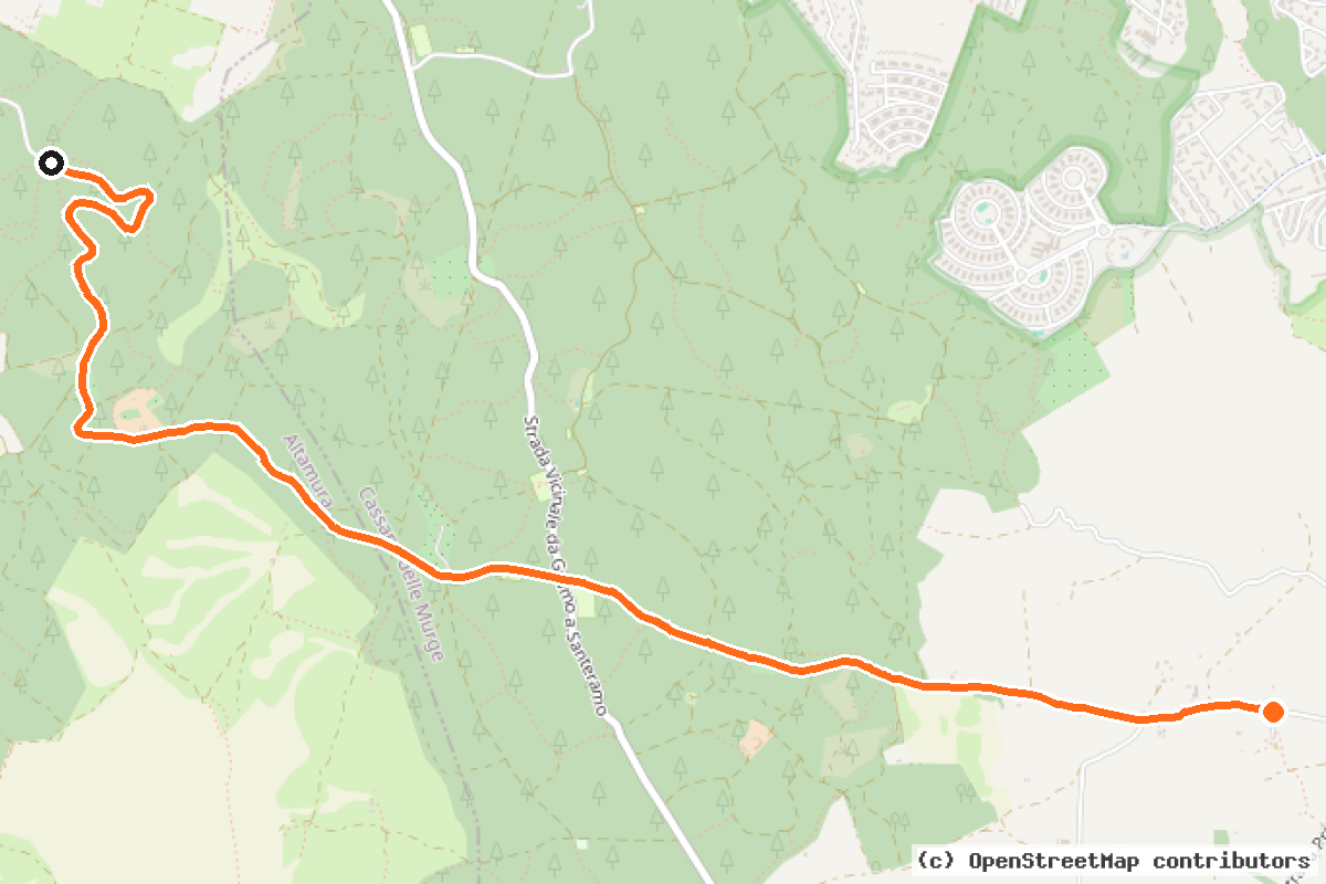 Il tracciato del percorso Mezzaluna in foresta – Vie di Giano