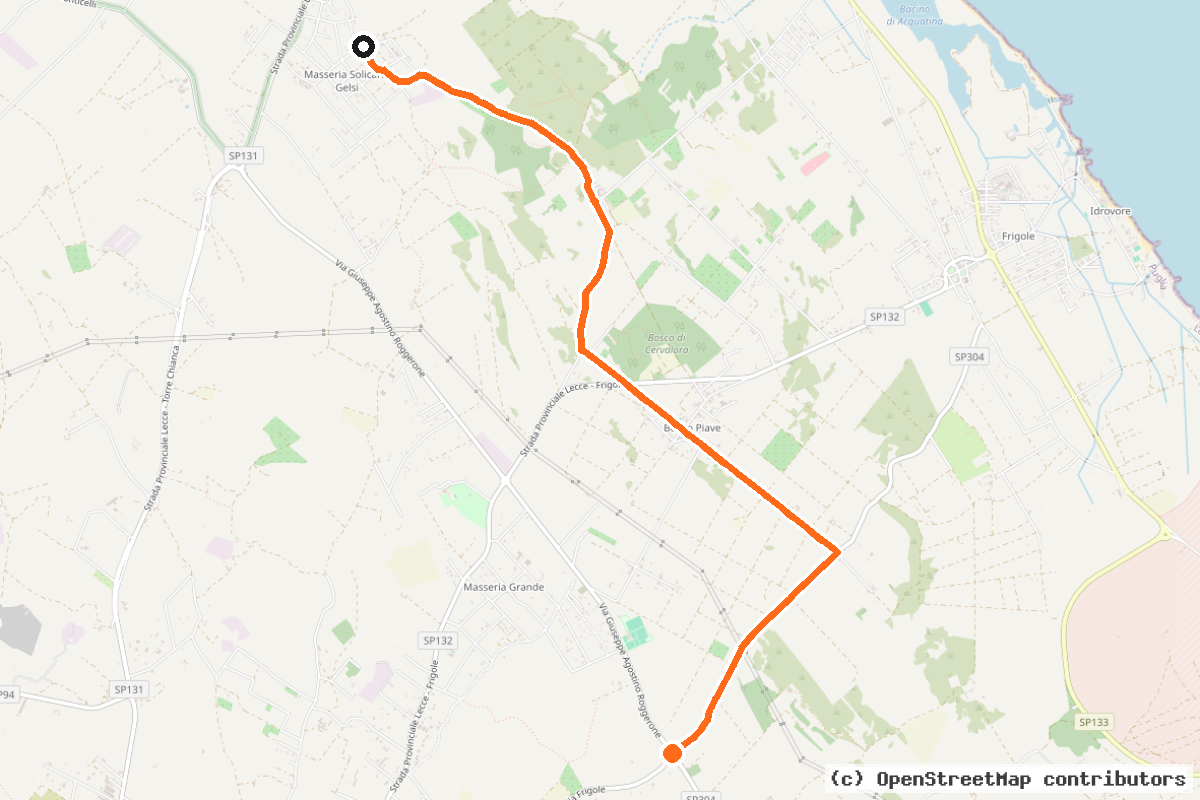 Il tracciato del percorso Percorso cicloturistico – 8 km