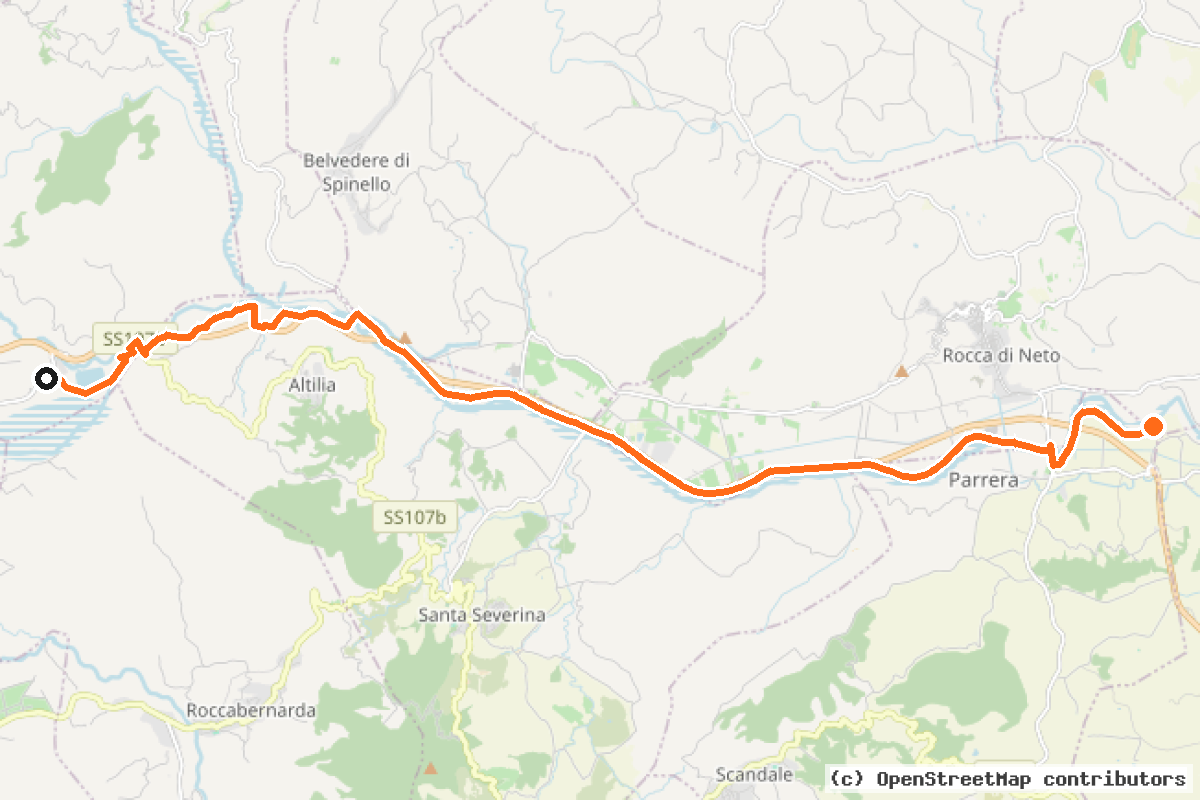 Il tracciato del percorso Ciclopedonale della Val di Neto