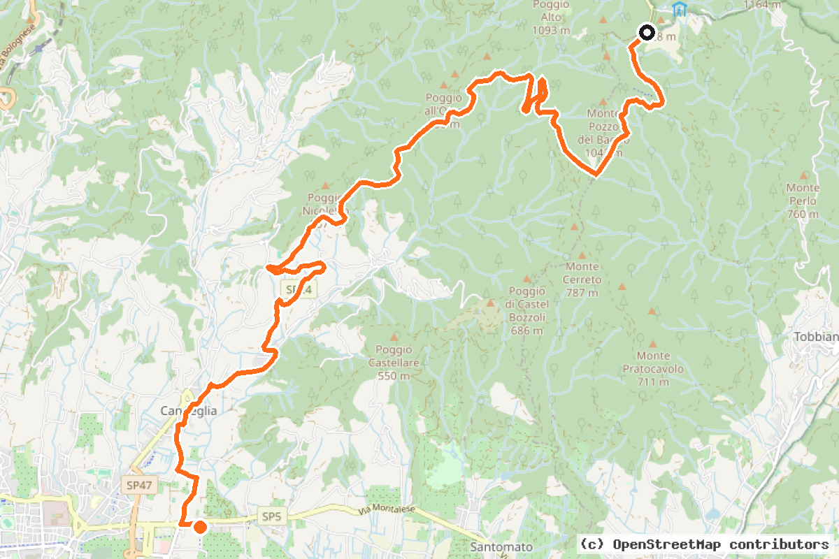 Il tracciato del percorso Ciclovia del Sole (EV7/BI1)