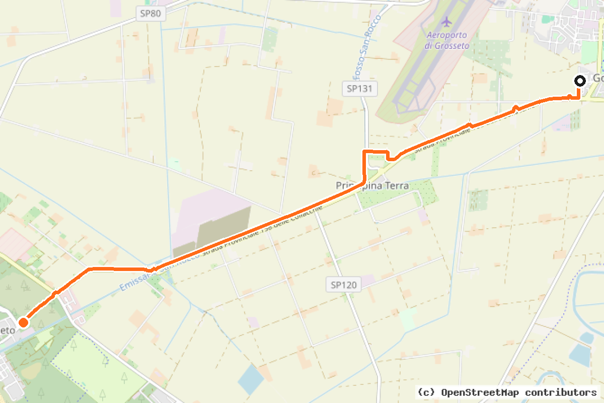 Il tracciato del percorso Ciclovia Fano-Grosseto (BI-18)