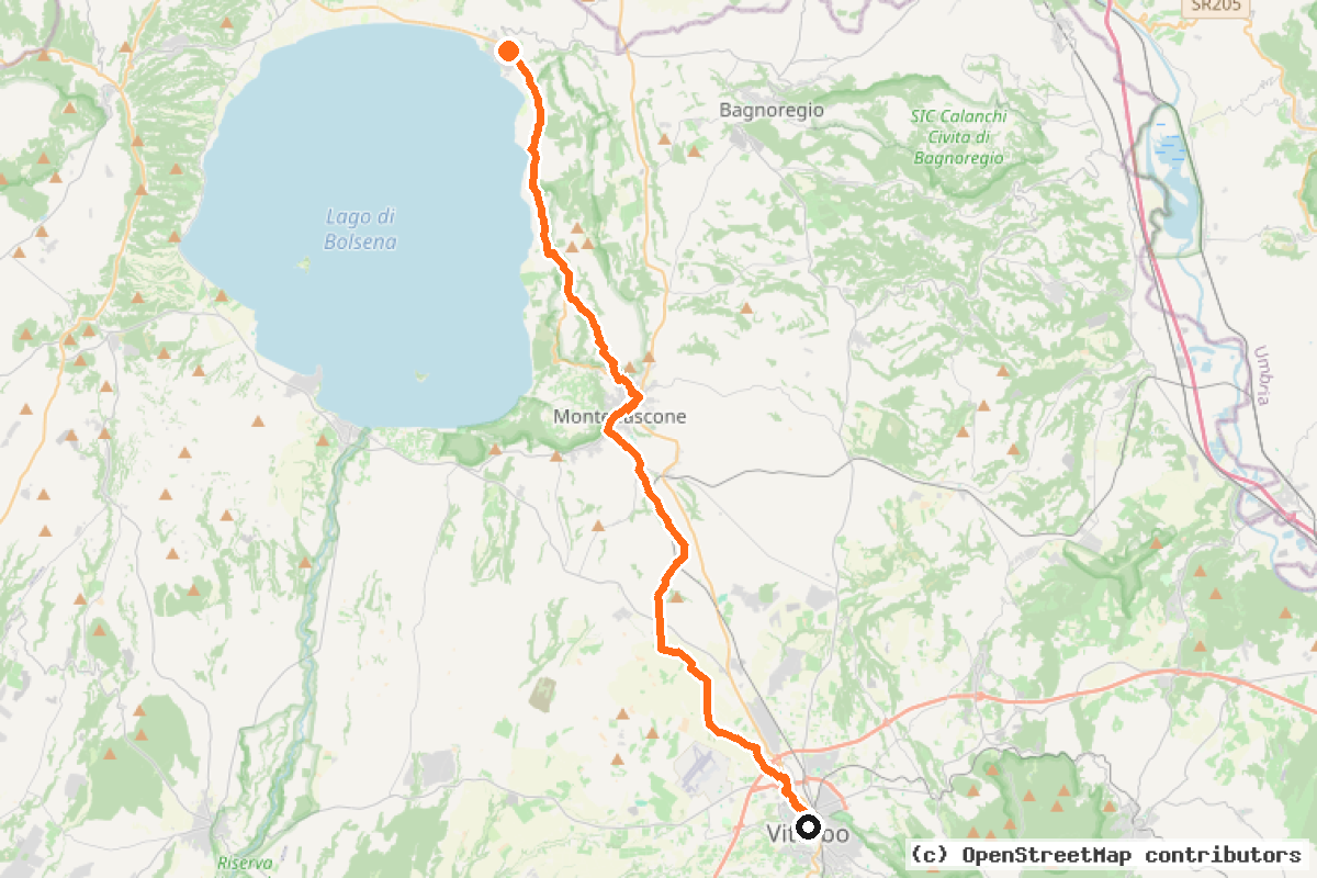 Il tracciato del percorso Ciclovia Francigena – VFB20