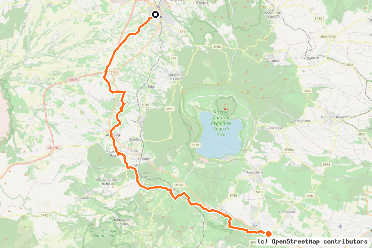 Il tracciato del percorso Ciclovia Francigena – VFB21