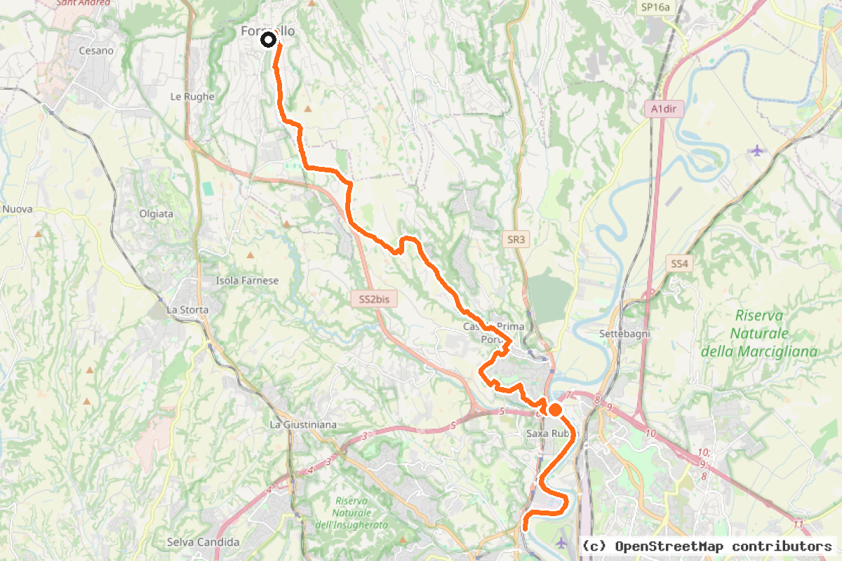 Il tracciato del percorso Ciclovia Francigena – VFB23
