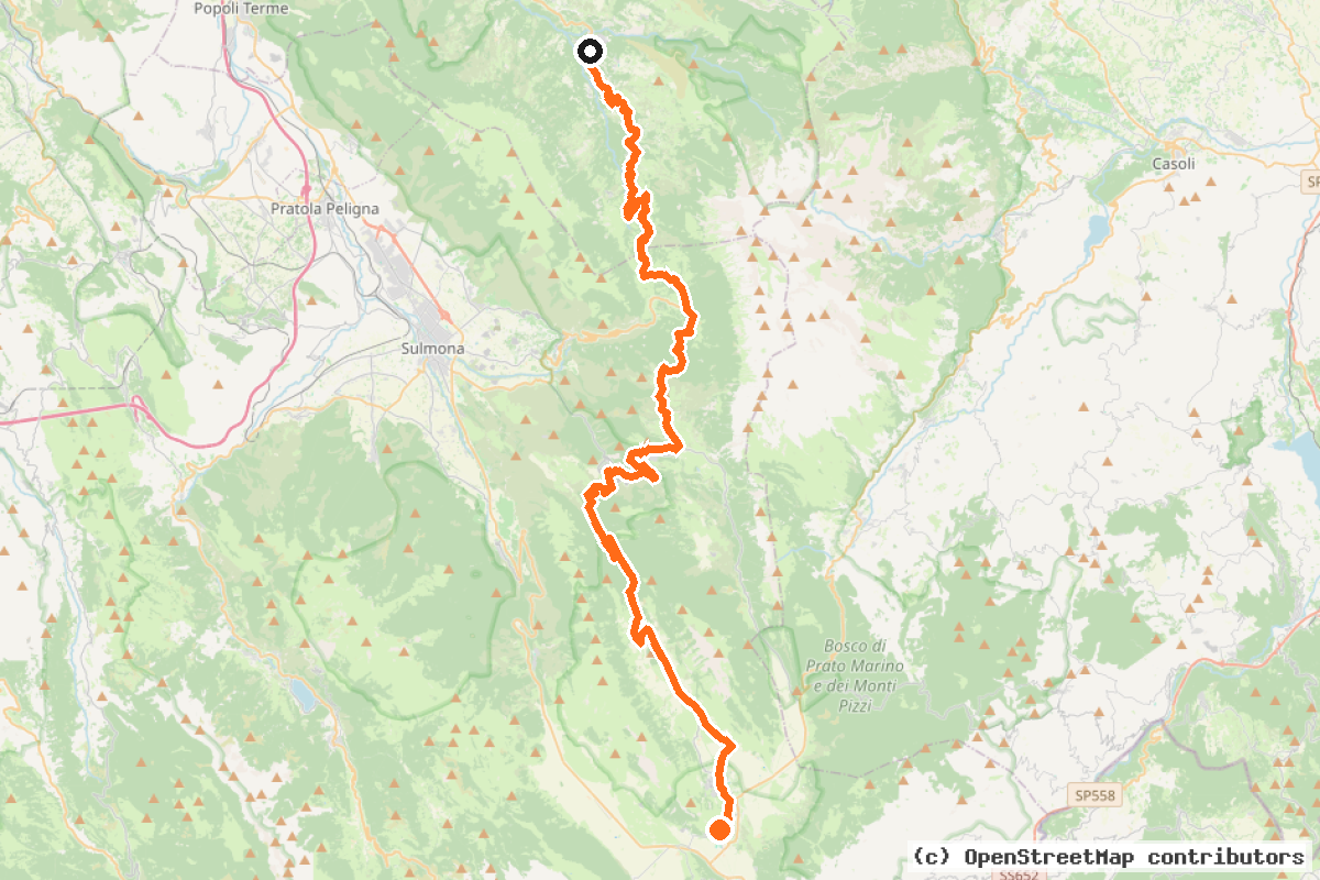 Il tracciato del percorso ABT Tappa 19: Caramanico Terme – Rivisondoli