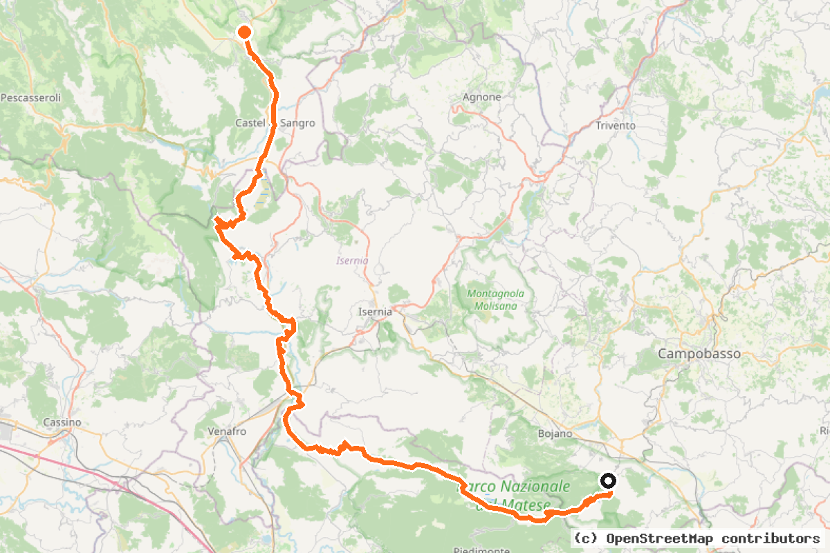 Il tracciato del percorso ABT Tappa 20: Rivisondoli – Guardiaregia