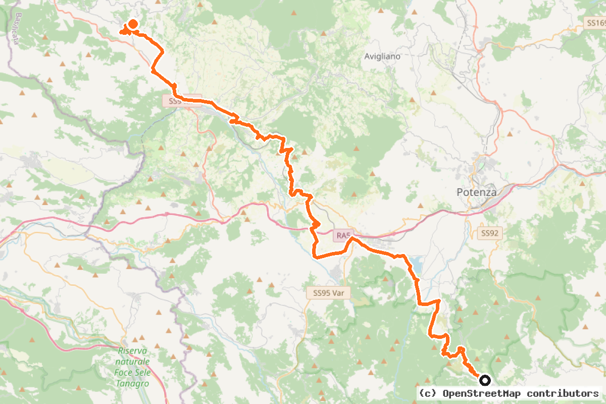 Il tracciato del percorso ABT Tappa 24: Muro Lucano – Abriola