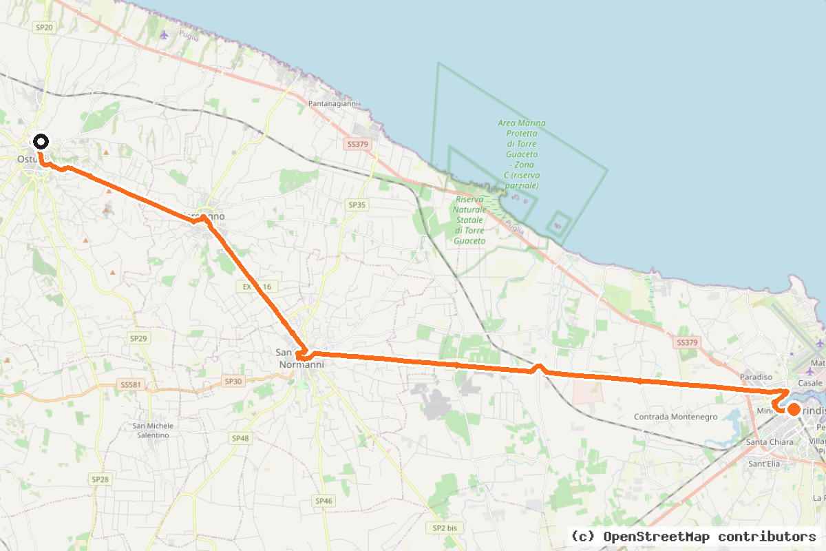 Il tracciato del percorso Via Traiana-Francigena