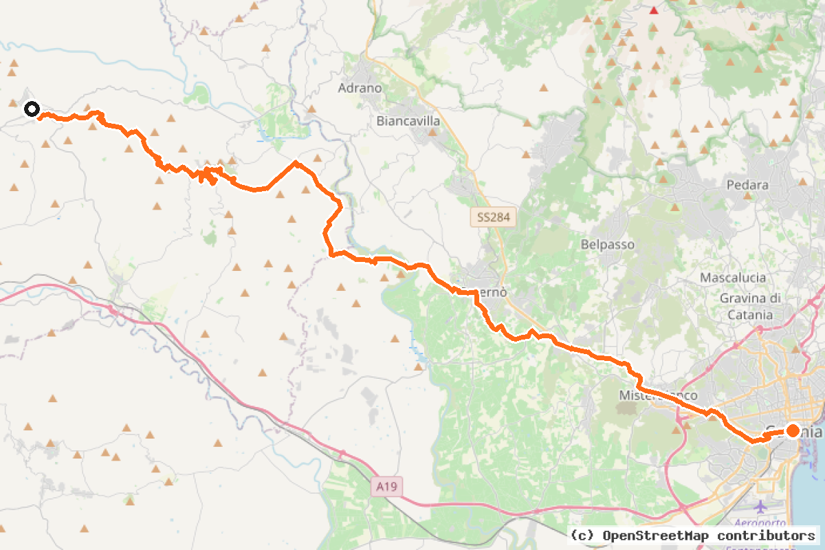 Il tracciato del percorso Sicily Divide, Tappa 7