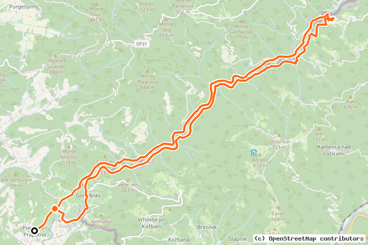 Il tracciato del percorso La valle dello Judrio
