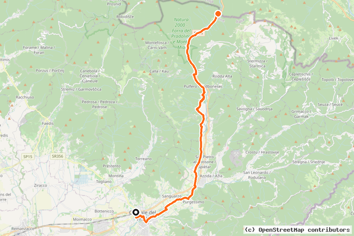 Il tracciato del percorso Percorso Valli del Natisone (P006)