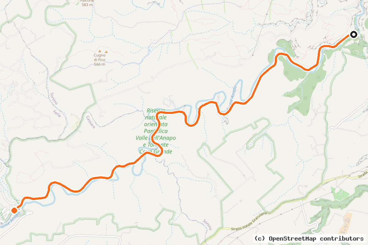 Il tracciato del percorso Pista Ciclabile del Val D’Anapo (PCVA)