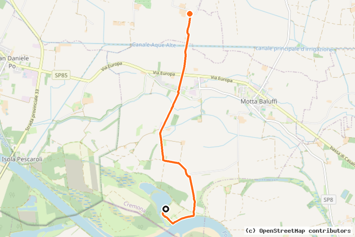 Il tracciato del percorso Itinerari secondari: Motta Baluffi – Dosso de’ Frati (OPIS)