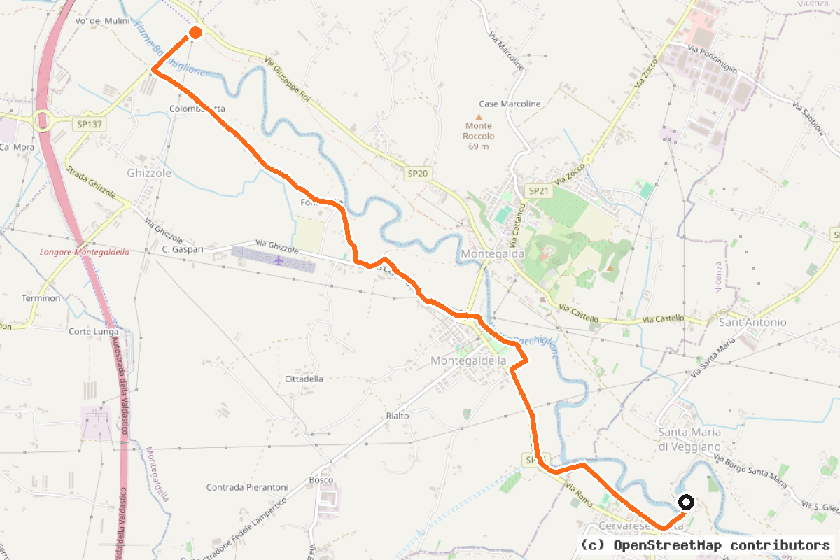 Il tracciato del percorso Ciclabile del Saluto