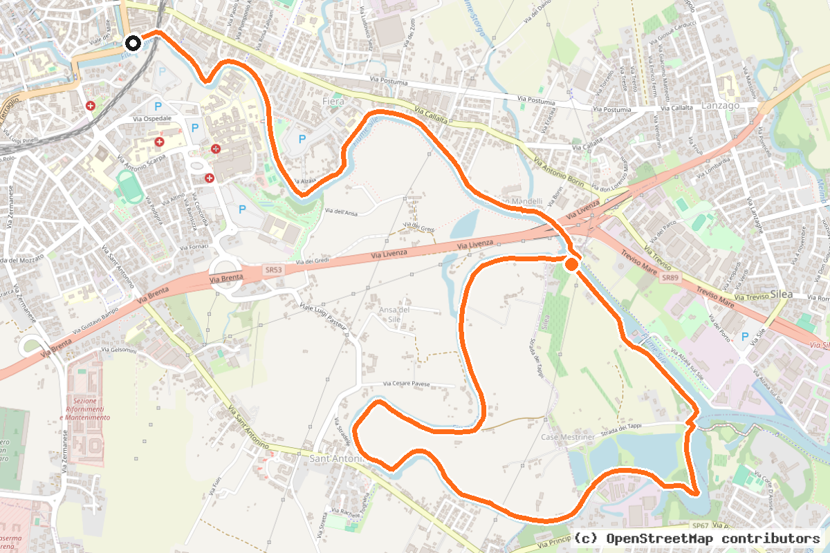 Il tracciato del percorso Ciclabile del Sile