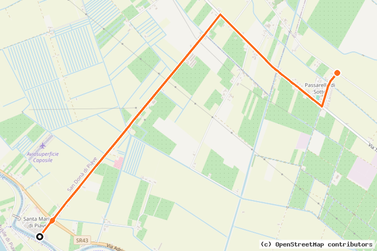 Il tracciato del percorso Percorso verde – variante di collegamento