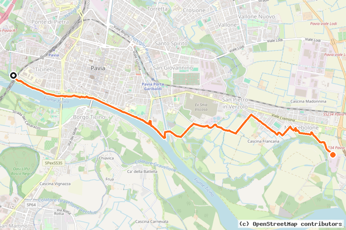 Il tracciato del percorso Percorso storico-architettonico (PIA)