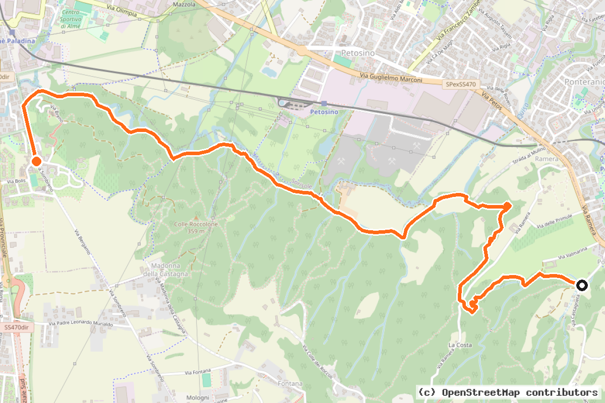 Il tracciato del percorso Greenway del Quisa