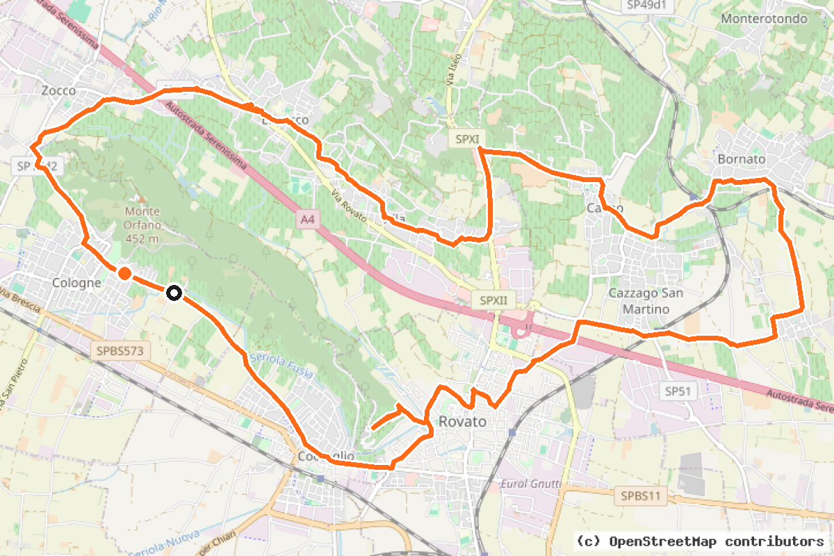 Il tracciato del percorso Franciacorta Rosé 4 Rosso