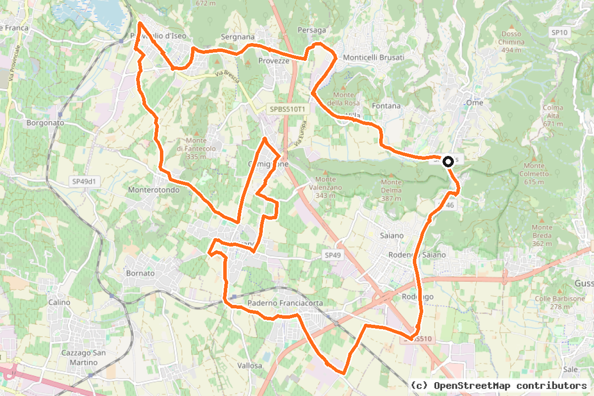 Il tracciato del percorso Franciacorta Pas Dosé 2 Blu