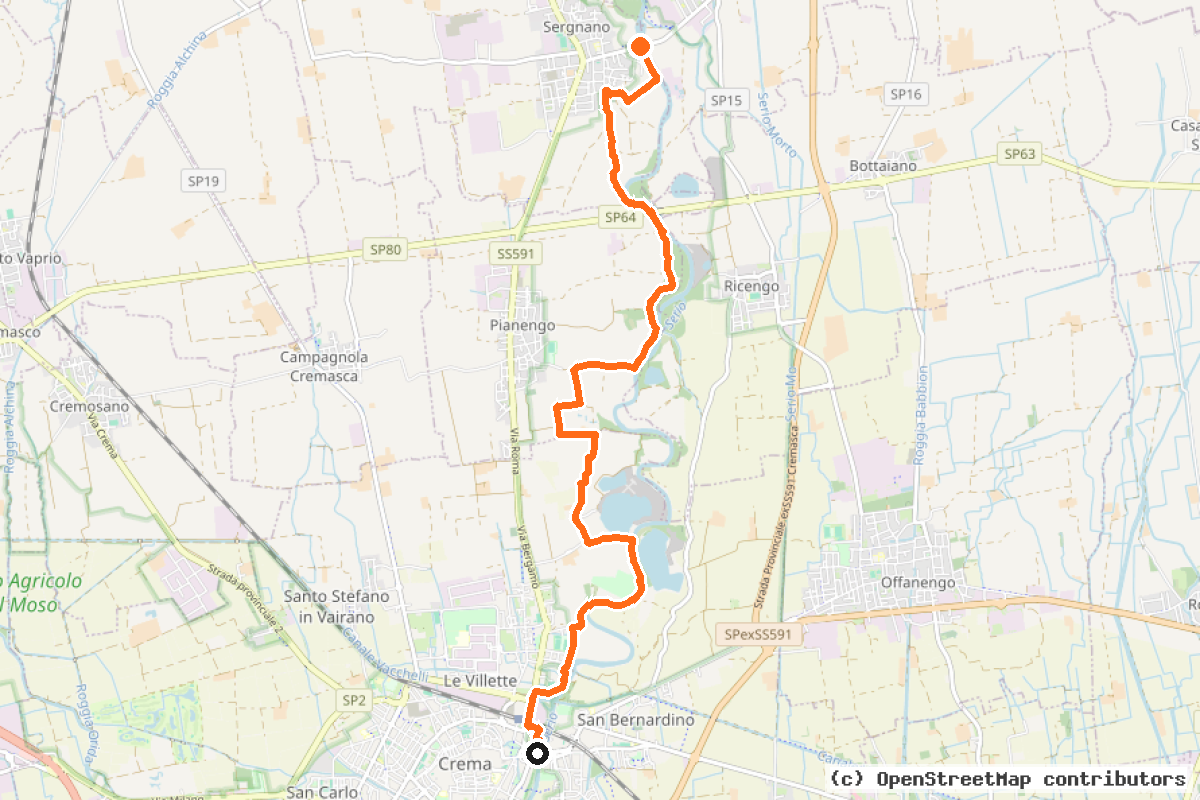 Il tracciato del percorso 4DX – Ciclo-Turismo Parco del Serio