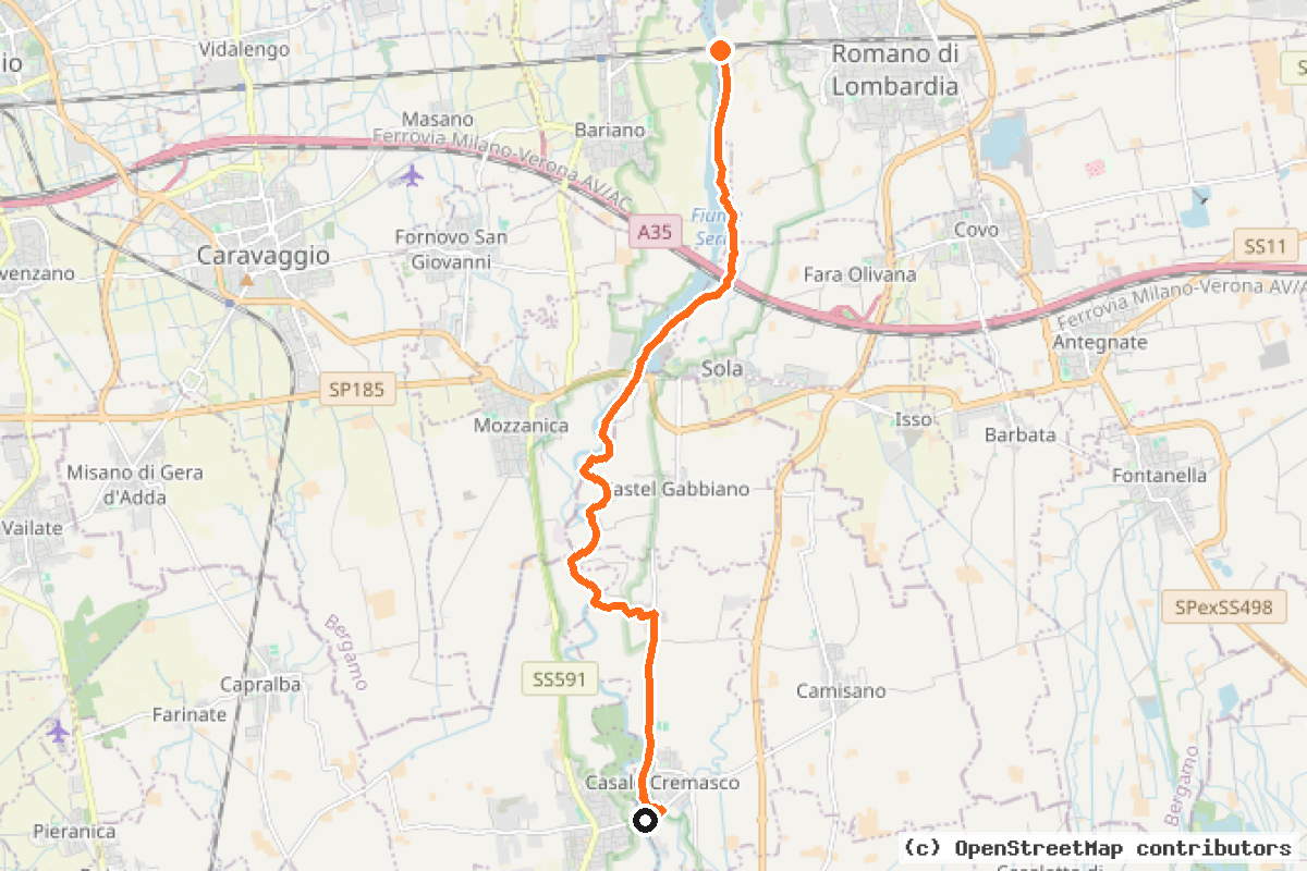 Il tracciato del percorso 3SX – Ciclo-Turismo Parco del Serio